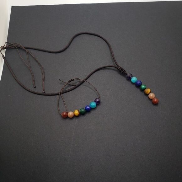 Chakra bead necklace with matching adjustable bracelet - Picture 5 of 9